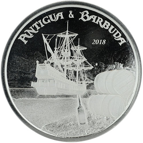 2018 Antigua & Barbuda 1 oz .999 Silver 2 Rum Runner Pirate ship