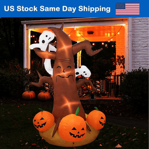 Halloween Pumpkin Inflatable Dead Tree w/ Light Ghost Air Blown Yard Party Decor - Picture 7 of 9