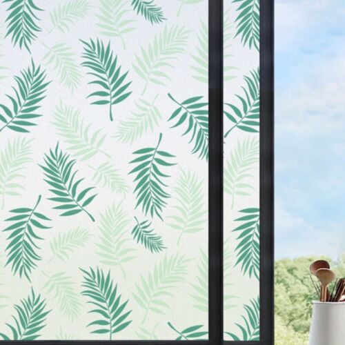 1X Frosted Glass Sticker Leaf Pattern Window Film Parlor Decoration Static Cling - Picture 1 of 24