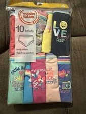 Wonder Nation Girls Underwear Size 4 Briefs Pack Of 10