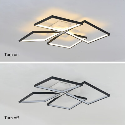 Modern Ceiling Light LED 90W lamp 4-Squares Dimmable 3000-6000K w/ Remote