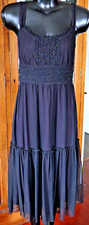Eliza J New York SZ 12 Beaded Cocktail Dress Sheer Black w/Purple Lining