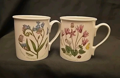 Set of 2 Portmeirion Botanic Garden Mugs Cyclamen and Forget Me Not  Cups