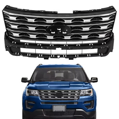 #ad Fits Ford Explorer 2016 2017 Front Upper Bumper Grille Black Chrome $66.15