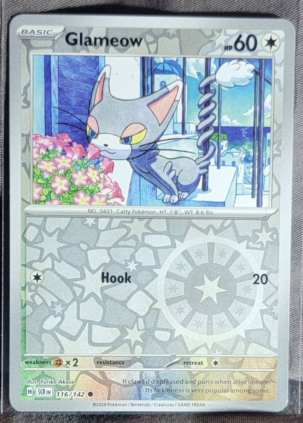 Pokemon TCG Card Glameow 116/142 S&V Stellar Crown Common Reverse Holo NM