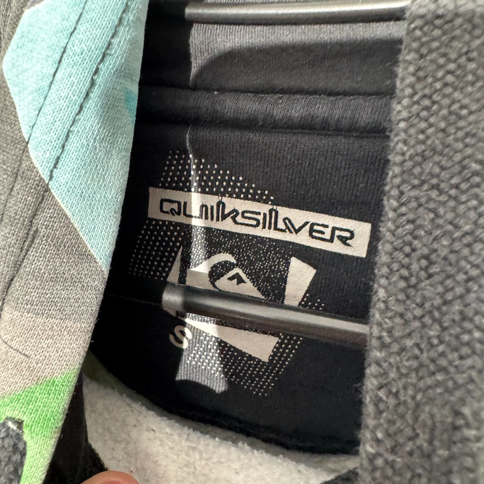 GUCCI Felpa con cappuccio Quiksilver unisex taglia S cotone multicolore con stampa verde grigio regular