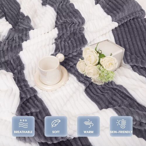 Sherpa Throw Blanket, Soft Warm Fuzzy Thick Blanket Throw (51"X63") - Picture 4 of 6