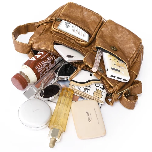 Womens Vintage Soft Leather Shoulder Bag Purse Lady Messenger Crossbody Bag - Bild 46 von 50