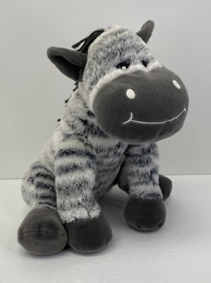 Koala Baby Zebra Soft Plush 10'' Gray White Stripe Yarn Mane Stuffed Toy - NWT