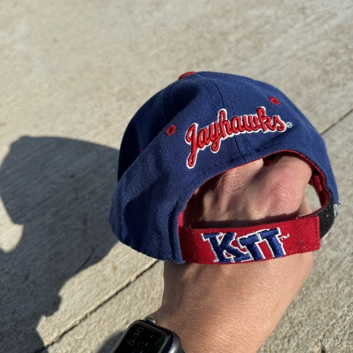 Vintage KU Jayhawks Cap Hat Adjustable One Size Fits All Kansas University 90s? - Picture 2 of 3
