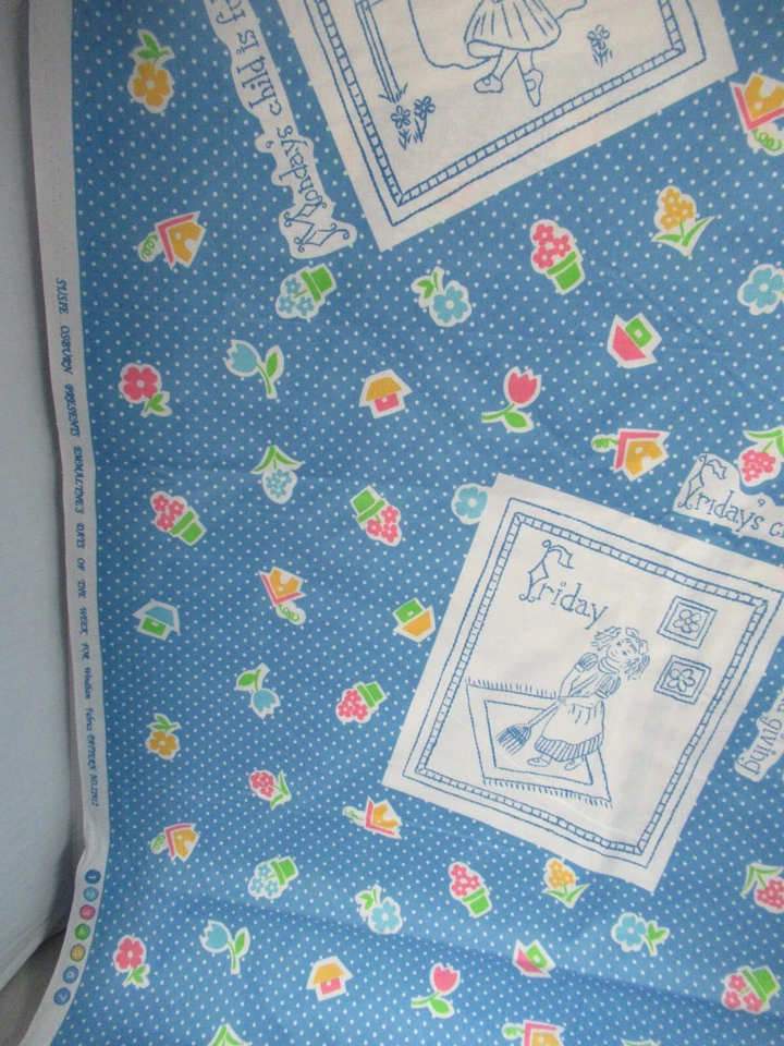 Days Of The Week TELAS WINDHAM DE COLECCIÓN RARAS AZULES MULTI SBTYX 44"W NUEVAS Foto 2 de 4