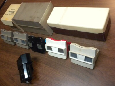 Viewmaster LOT VIEWERS PACKET BOXES FILES LIGHT ATTACHMENT LUMA VIEW STEREOSCOPE