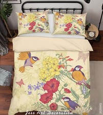 3D Bird Floral Pattern Quilt Cover Set Duvet Cover Bedding Pillowcases
