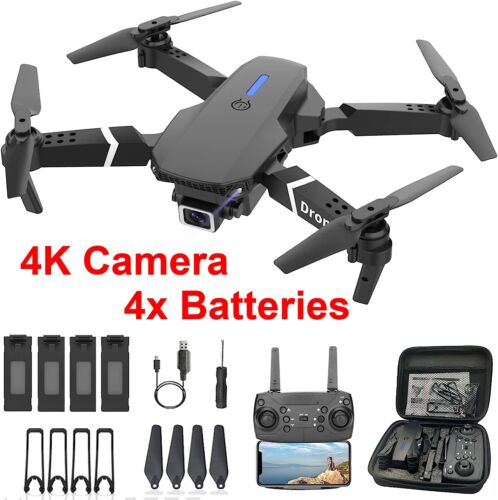 2024 New RC Drone With 4K HD Camera WiFi FPV Foldable Quadcopter + 4 Batteries - Picture 1 of 6