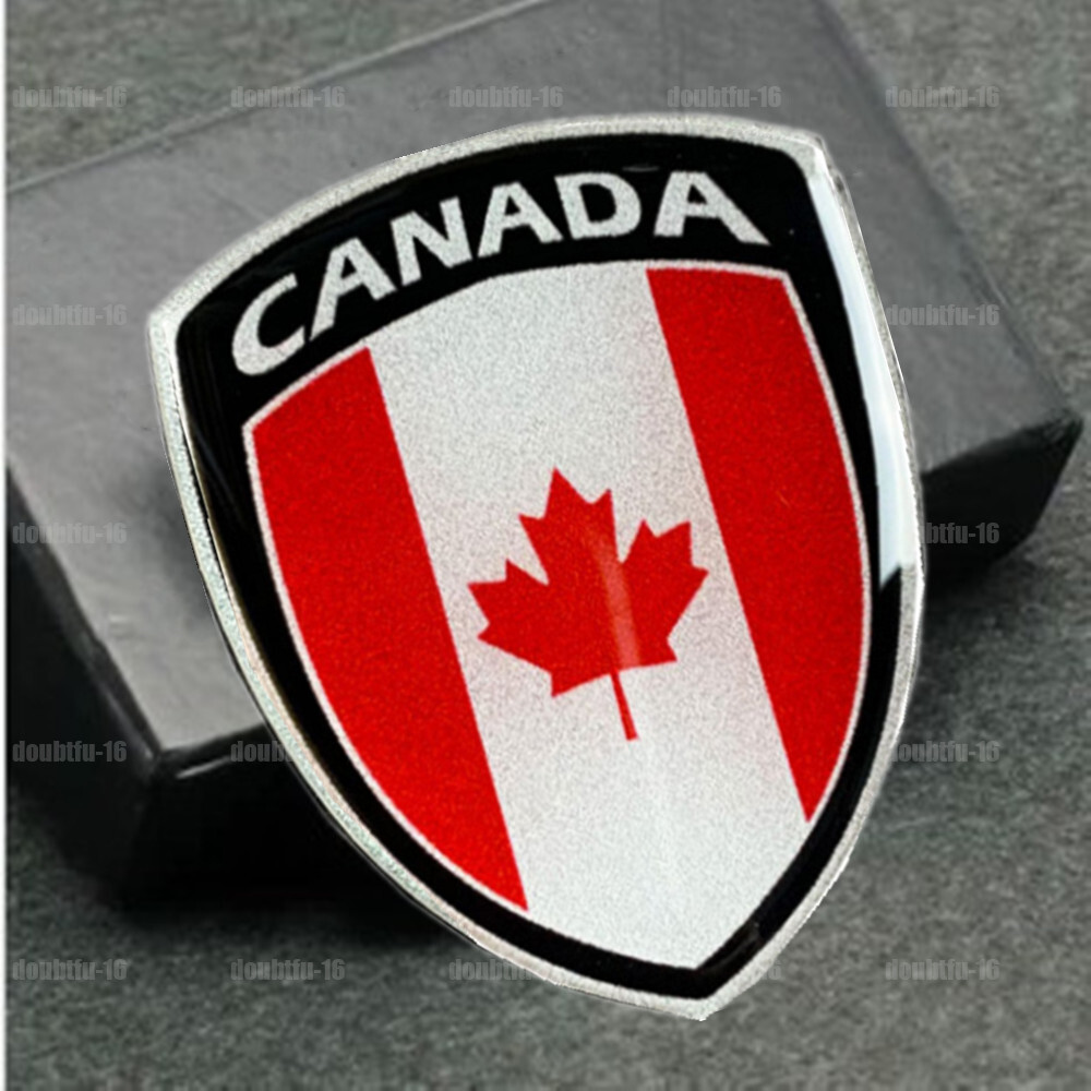 Canadian Style Emblems Car Emblem 3D Raised Canadian Flag Emblem - Matte Black With Reflective ...