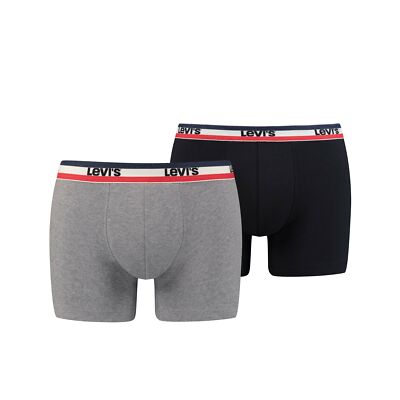 2 Pack Levis Men SPRTSWR Logo Boxers Size S - XXL Black / Grey Melange NEW