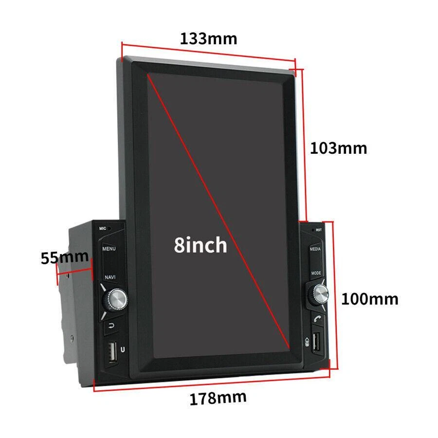 Reproductor de MP5 doble de 8 pulgadas para automóvil cámara trasera Bluetooth pantalla táctil radio estéreo Foto 2 de 4