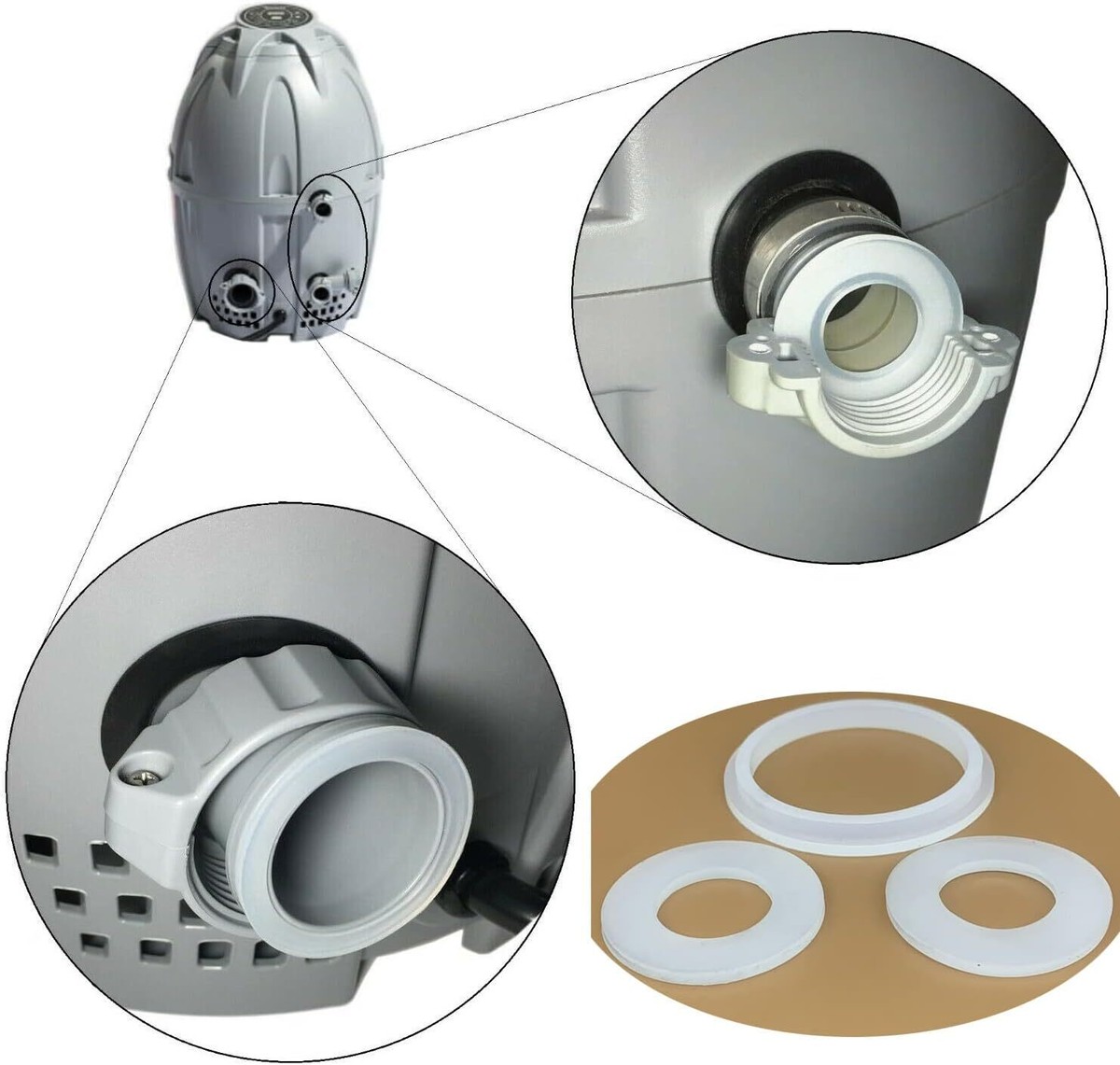 Fits Bestway Coleman Saluspa,Lay-Z-Spa A and B/C Connector Gaskets