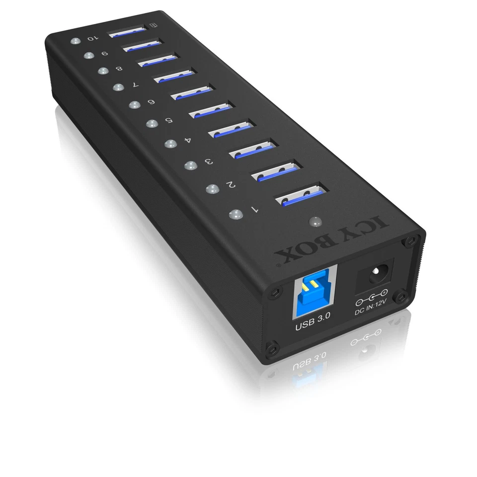 ICY BOX IB-AC6110 10-Port USB 3.0 Hub mit Ladeport 70419 B-Ware