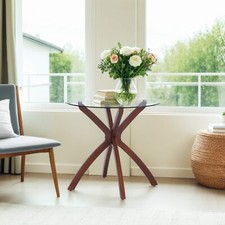 ivinta Round Glass Dining Table for 4, 31.5-Inch Kitchen Table