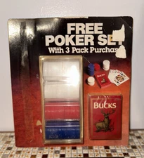 Bucks Cigarettes, Poker Set~ Playing Cards And Poker Chips - New/Sealed