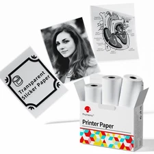 3 Rolls Adhesive Transparent Thermal Paper 50mm x 3.5m Mini Printer Use