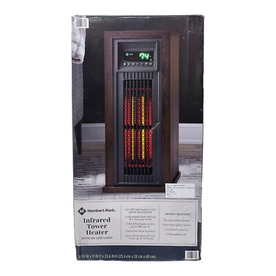Memberu0026#039;s Mark 23u0026#034; 3-Element Infrared Wood Tower Heater w/ UV LED  Light, 5100 BTU | eBay