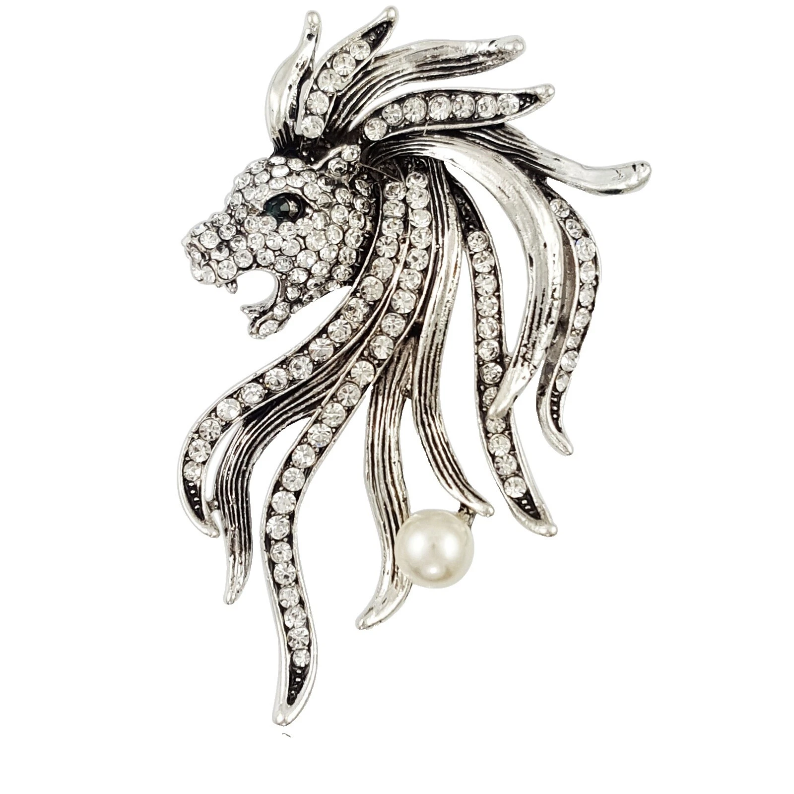 Broches y alfileres de moda enchapados en plata de cristal