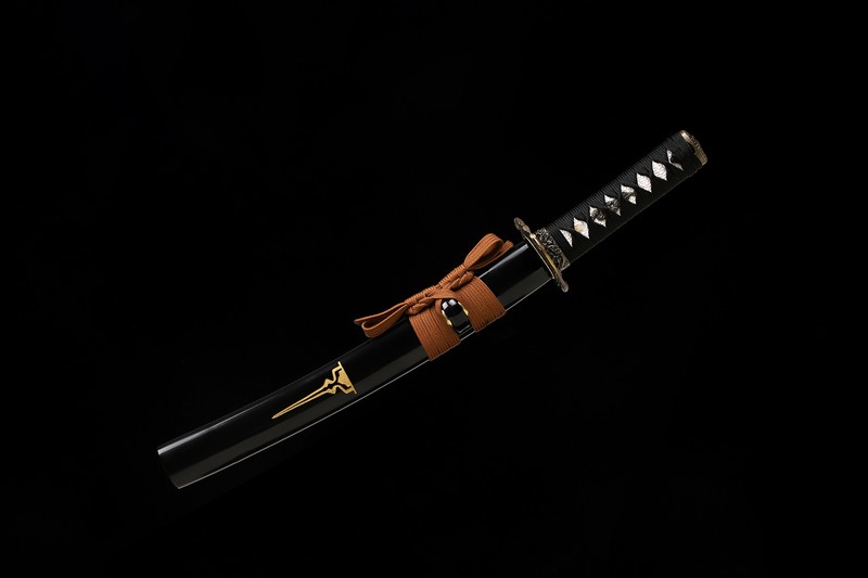 Black Tanto 9260 Spring Steel Unokubi Zukuri Japanese Short Sword Mini Katana