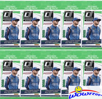 (10) 2022 Panini Donruss Nascar Racing HUGE JUMBO FAT CELLO Pack-300 Cards!