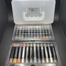 48 Color Memories Direct stamping oil pastels With Plastic Craft Box  EUC
