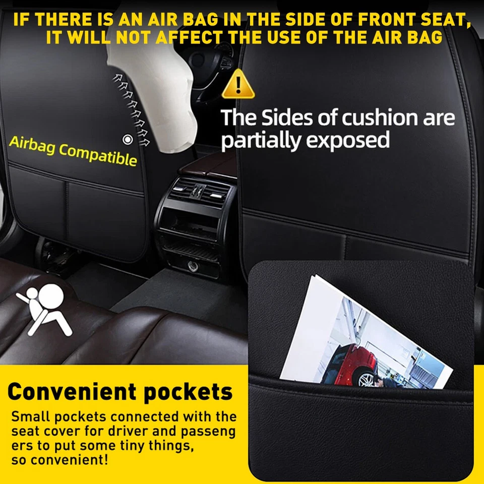 2025 Leather Car Seat Covers Breathable Front/Full Set Cushions Fit Toyota RAV 4 - image 3 of 4