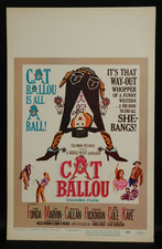 Póster de la película Cat Ballou 1965 tarjeta ventana 14 x 22 NSS 65/166 Jane Fonda Lee Marvi