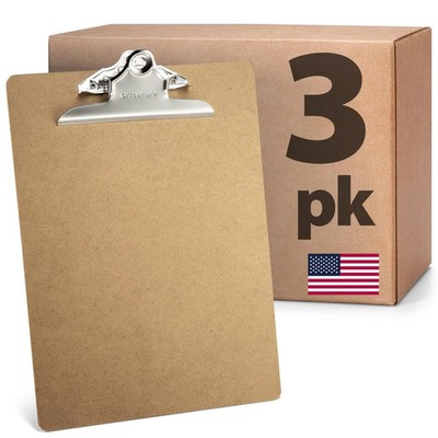 Officemate Recycled Wood Clipboard, Letter Size, 9'' x 12.5'' with 6'' Clip, 3 P...