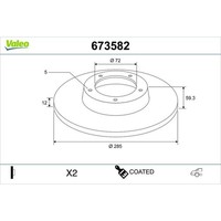 2X Valeo 673582 Bremsscheibe FüR Jeep Cherokee Wrangler TJ KJ