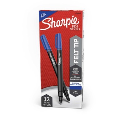Felt Tip Pens, Fine Point (0.4mm), Blue, 12 Count