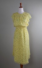 ANN TAYLOR LOFT NWT $74 Smocked Yoke Yellow Floral Dress Size Medium Petite