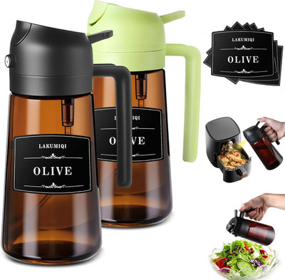 2 in 1 Oil Sprayer for Cooking, 16Oz Olive Oil Dispenser Bottle for Kitchen, Foo