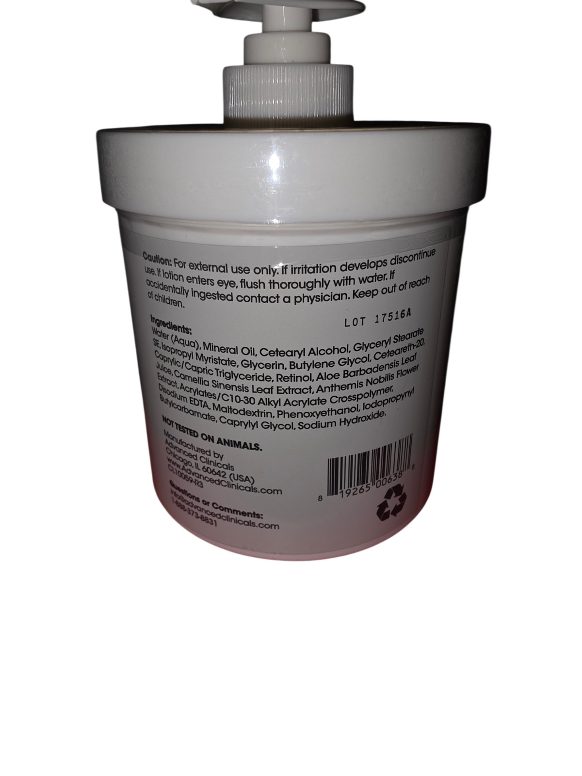 New Advanced Clinicals Retinol Advanced Firming Cream Fragrance Free 16 oz