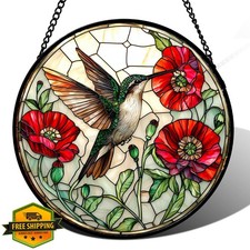 JOSUMALY Hummingbird Suncatcher, Stained Glass Window Hanging, 6.3 In