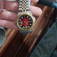 Two-Tone Automatic Fluted Bezel Red Dial Diam...