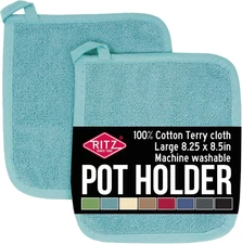 Ritz Royale Collection Terry Pot Holder/Hot Pad Set, Dew, 2-Piece, 2 Count