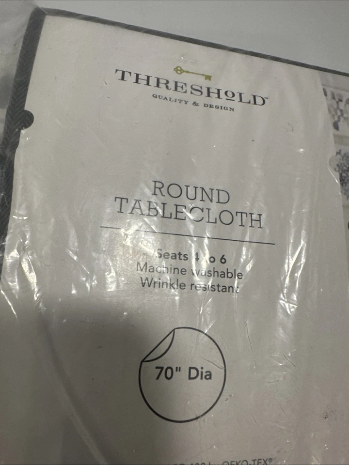 #A21 Threshold Round Tablecloth- Gray - Image 3 of 4