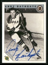 1991-92 Ultimate Original Six - Andy Bathgate #18 IP Autograph Signed HOF READ