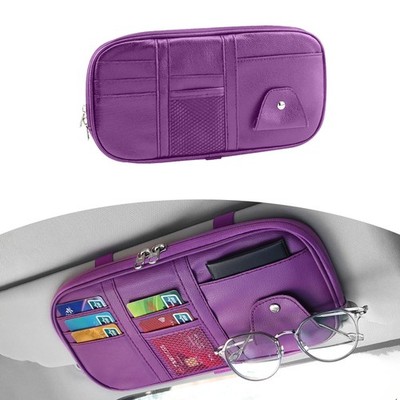 Tioollev Car Sun Visor Organizer, Sunglass Holder and Storage Pocket, Card Ca...