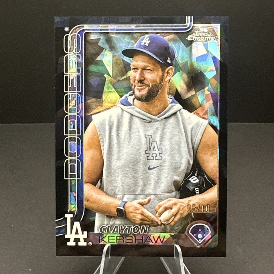 2025 Topps Chrome сапфир Клейтон Кершоу черный вариант изображения #/10  - Изображение 4 из 4