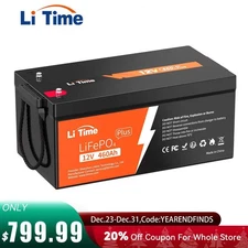 LiTime 12V 460Ah LiFePO4 Lithium Battery 250A BMS for Solar RV Off grid Cabin