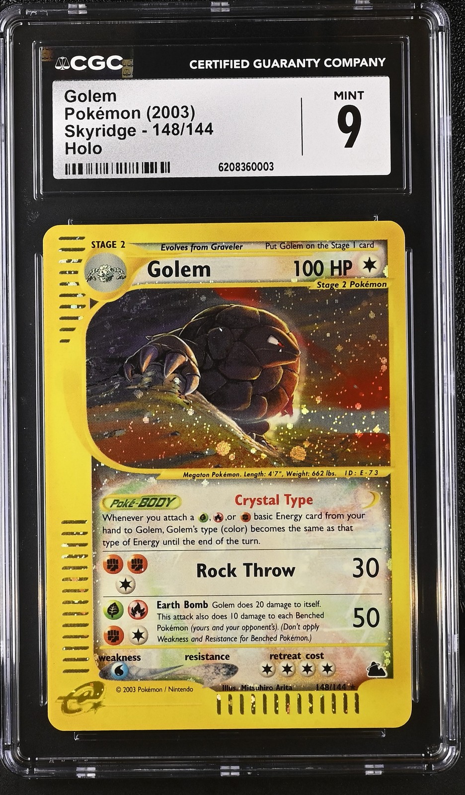 Pokemon Golem Skyridge 148/144 Crystal Holo CGC 9 Mint