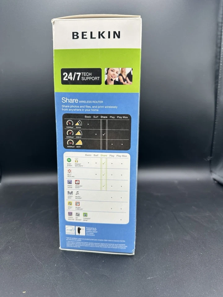 Belkin N300 Share Wireless Router F7D7302 v1 High-Performance Networking Wi-Fi - Image 2 of 4