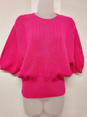 Damen Pullover Größe 16 Rosa Kurzarm 100% Baumwolle NEU